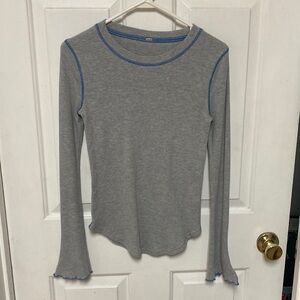 Free People Zip It Waffle Thermal Zipper Cuff Long Sleeve Top